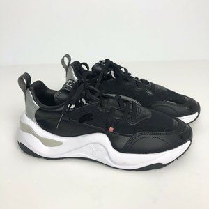 NWOB Puma Rise Metal Low Top Sneakers Casual Lifestyle Black Silver Women's 7